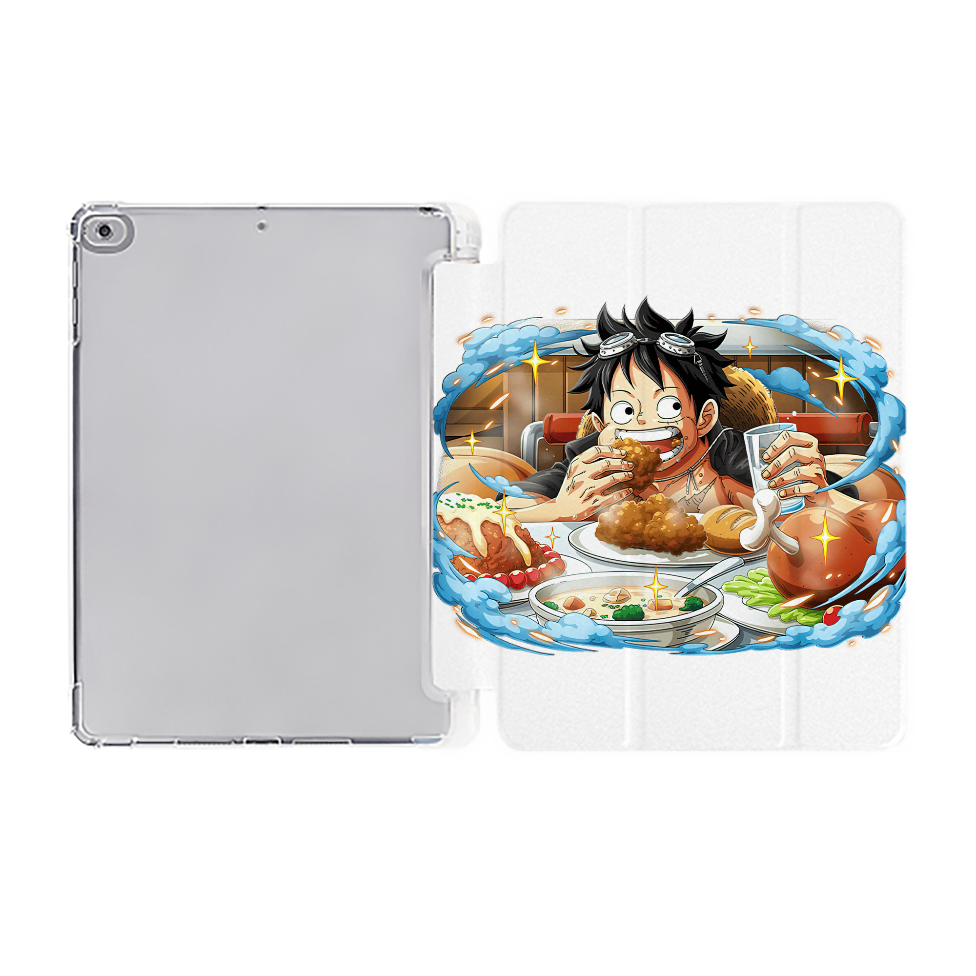 （画像用） ワンピース モンキー・D・ルフィ ONE PIECE Monkey D. Luffy IPad ケース ペン収納付き 三つ折りスタンド PUレザー×シリコン 対応機種9.5/10.5/10.9インチ